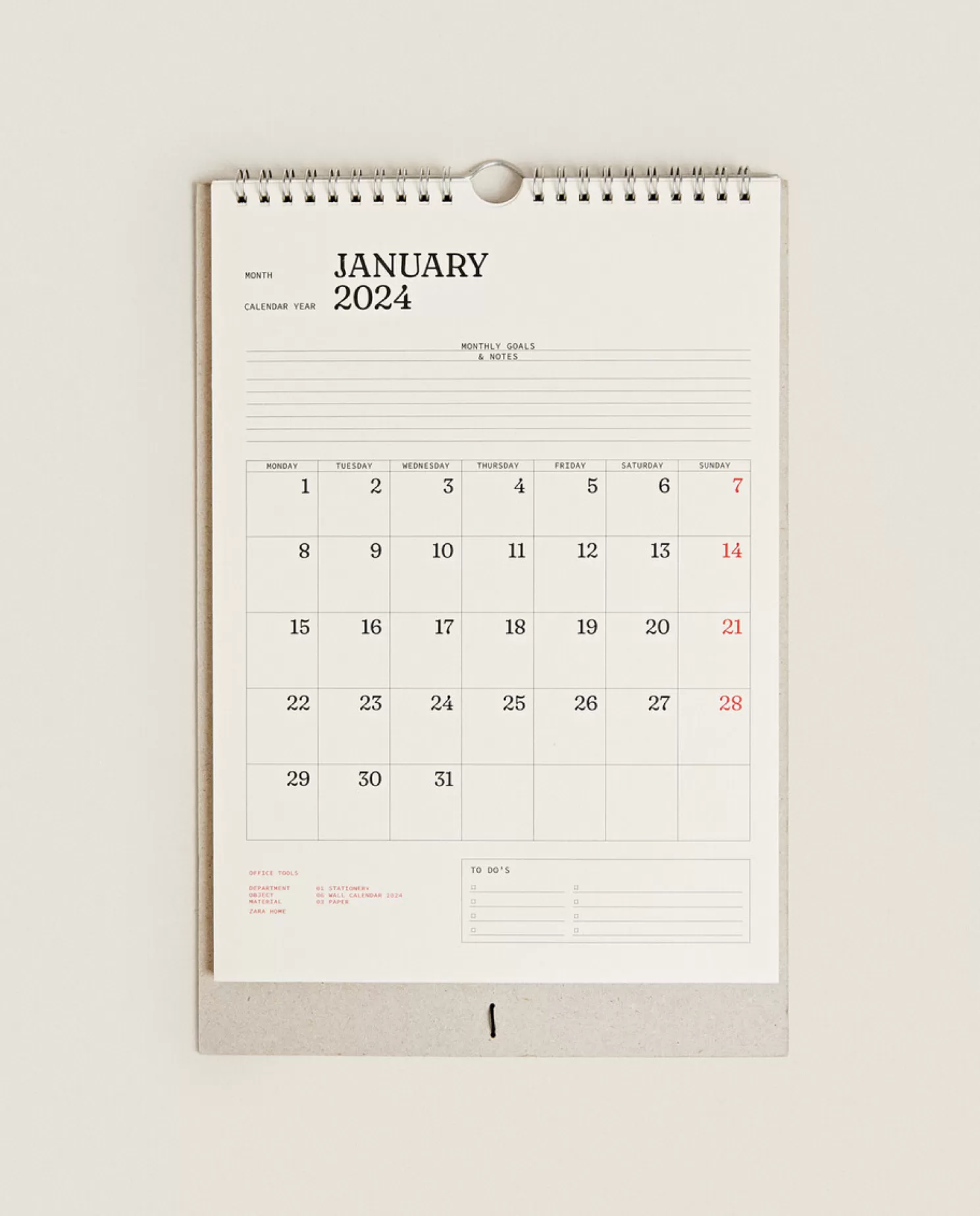 ZARA Home Papelaria<Calendario De Parede 2024