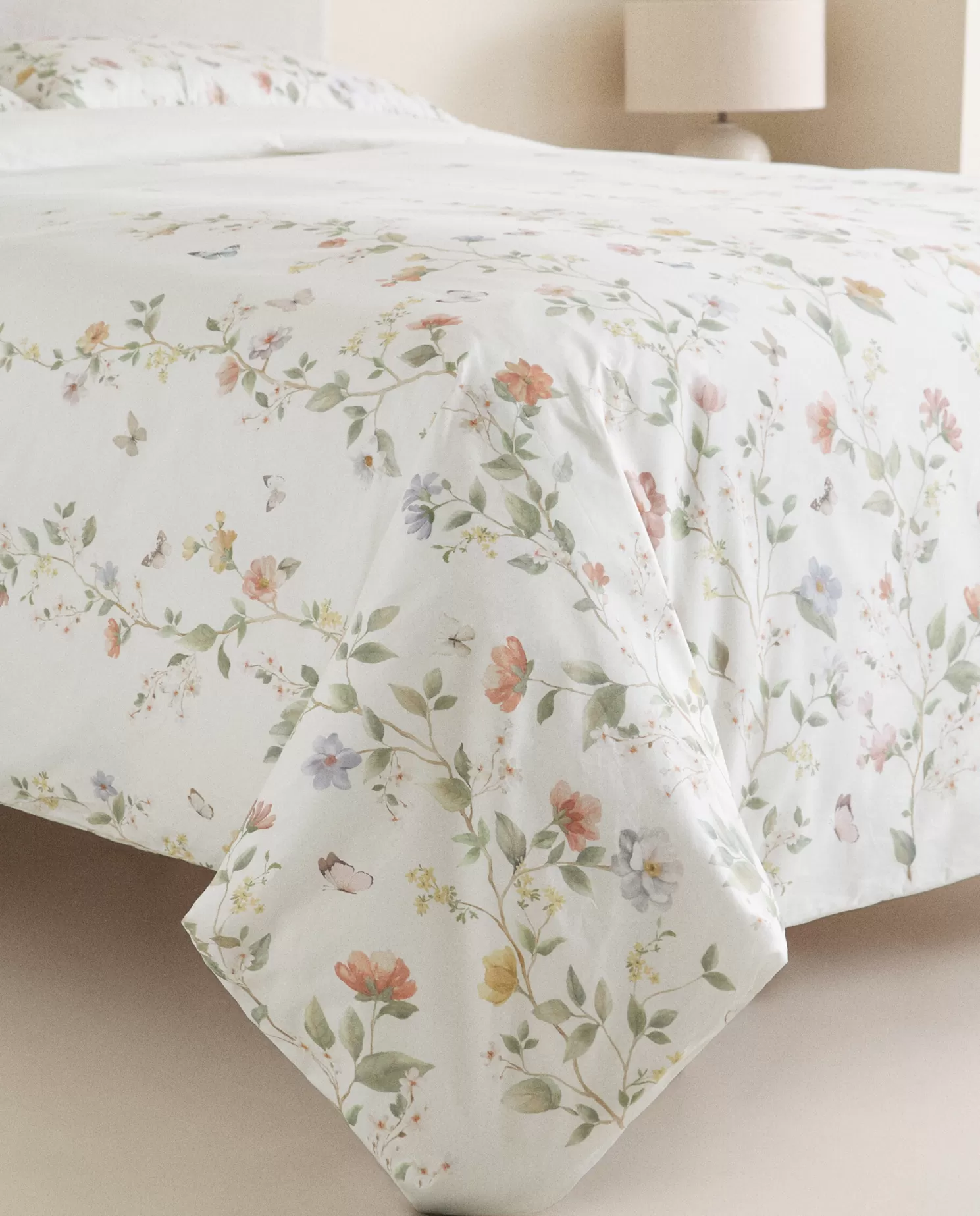 ZARA Home Capas De Edredao<Capa De Edredao Com Estampa De Flores E Borboletas