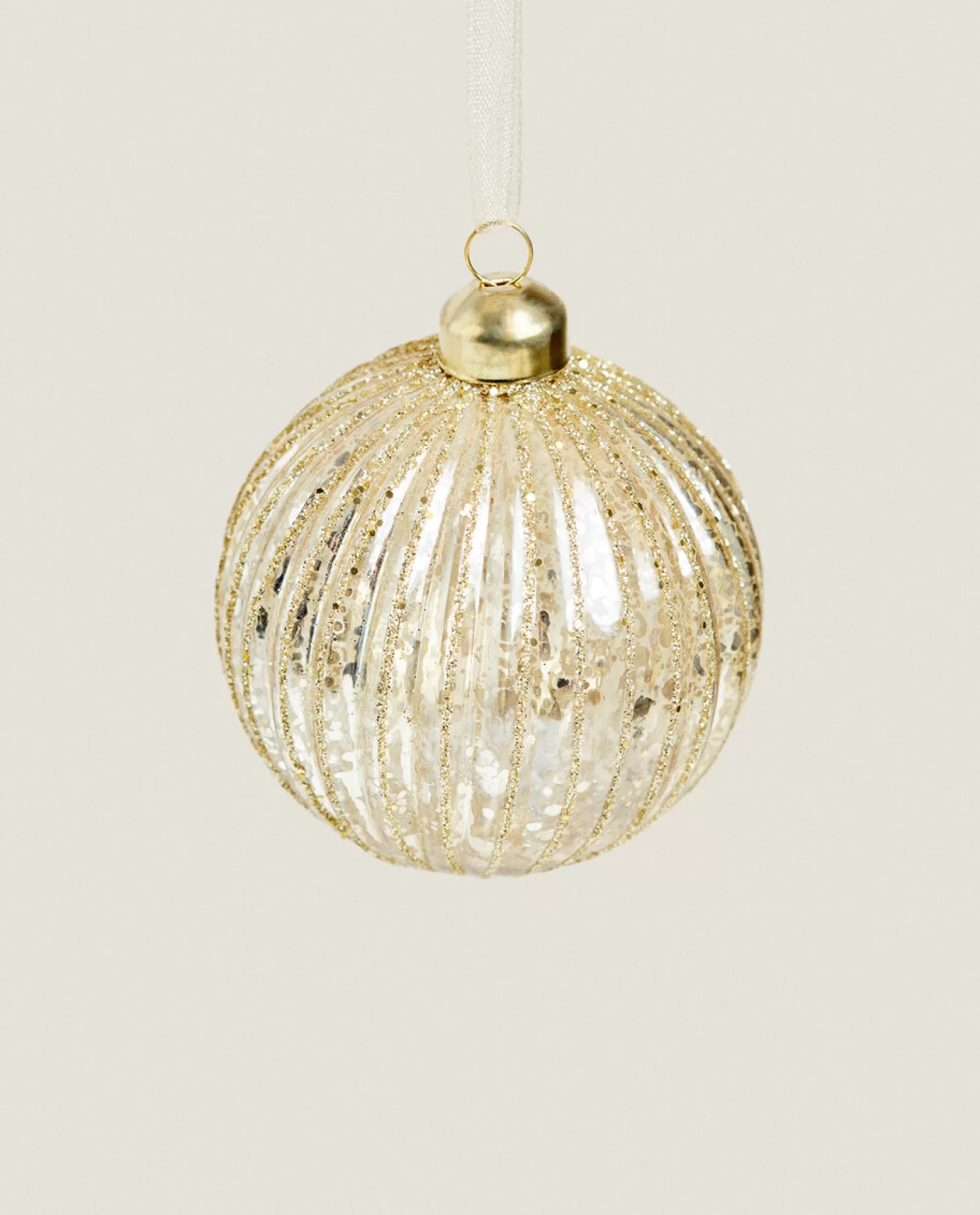 ZARA Home Decoração<Decoração De Bugiganga De Natal De Vidro Com Listras