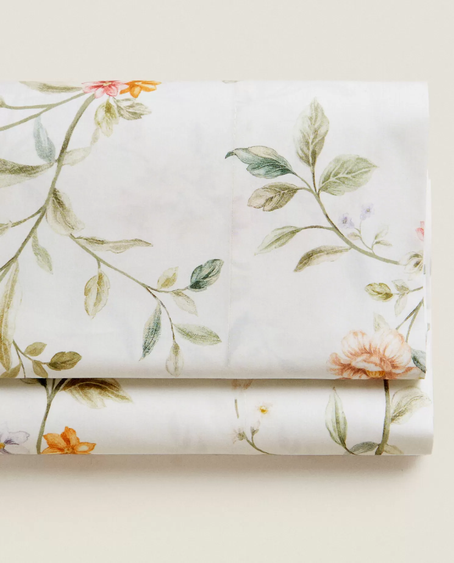 ZARA Home Folhas Planas<Lencol Plano Com Bordado Floral