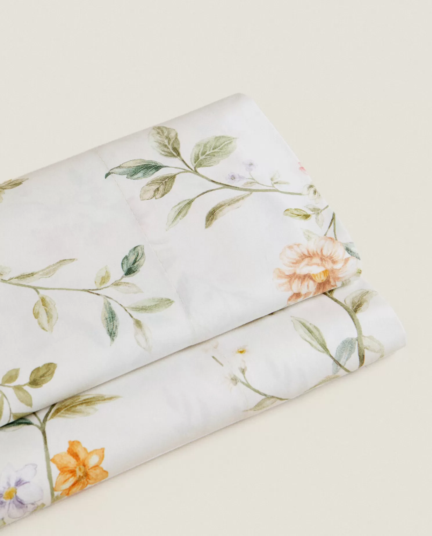 ZARA Home Folhas Planas<Lencol Plano Com Bordado Floral