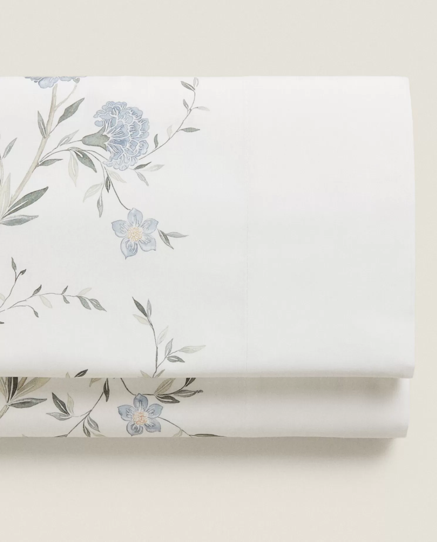 ZARA Home Folhas Planas<Lencol Plano Com Estampa Floral Azul