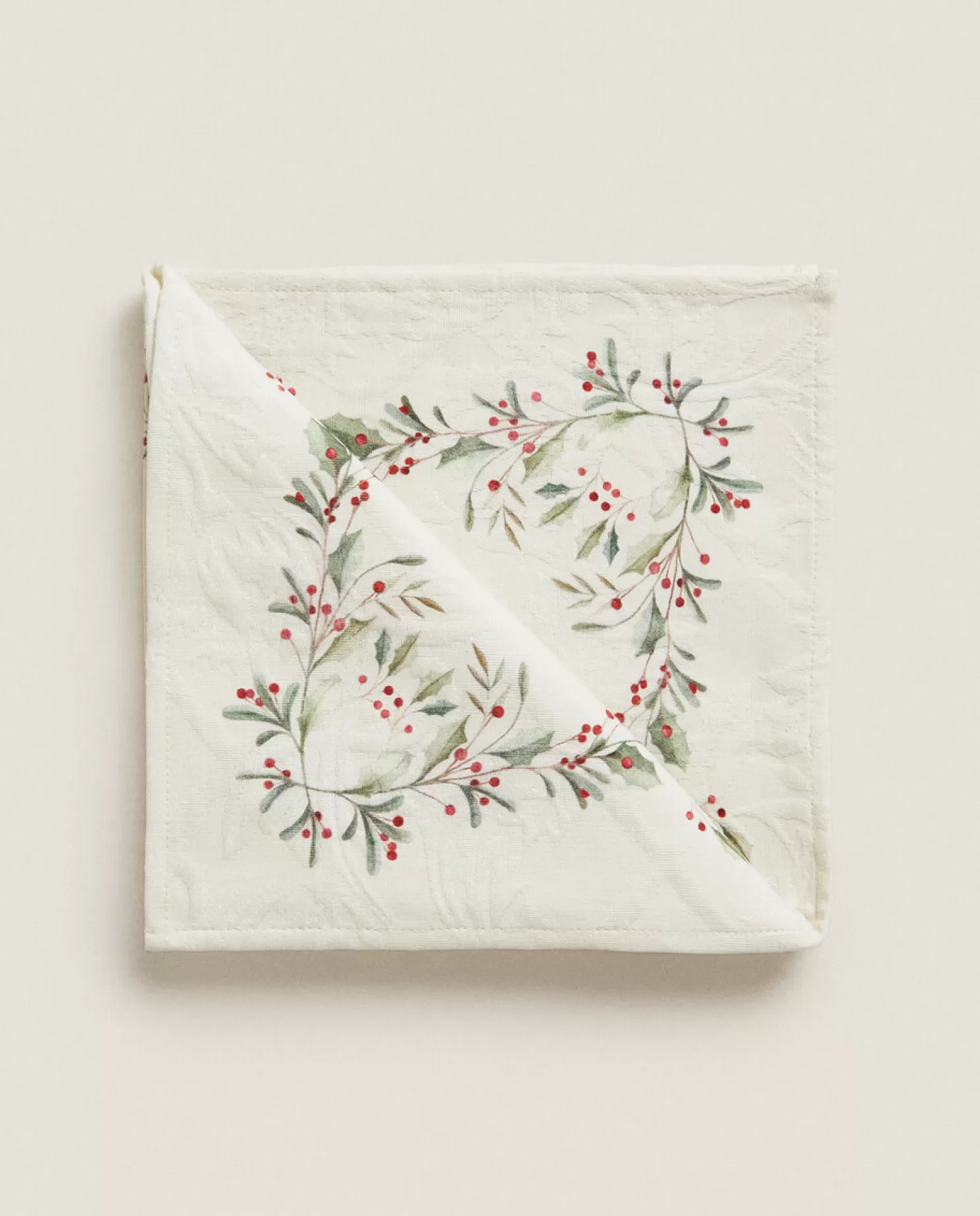 ZARA Home Jantar<Pacote De Guardanapos De Algodao Jacquard Com Azevinho De Natal