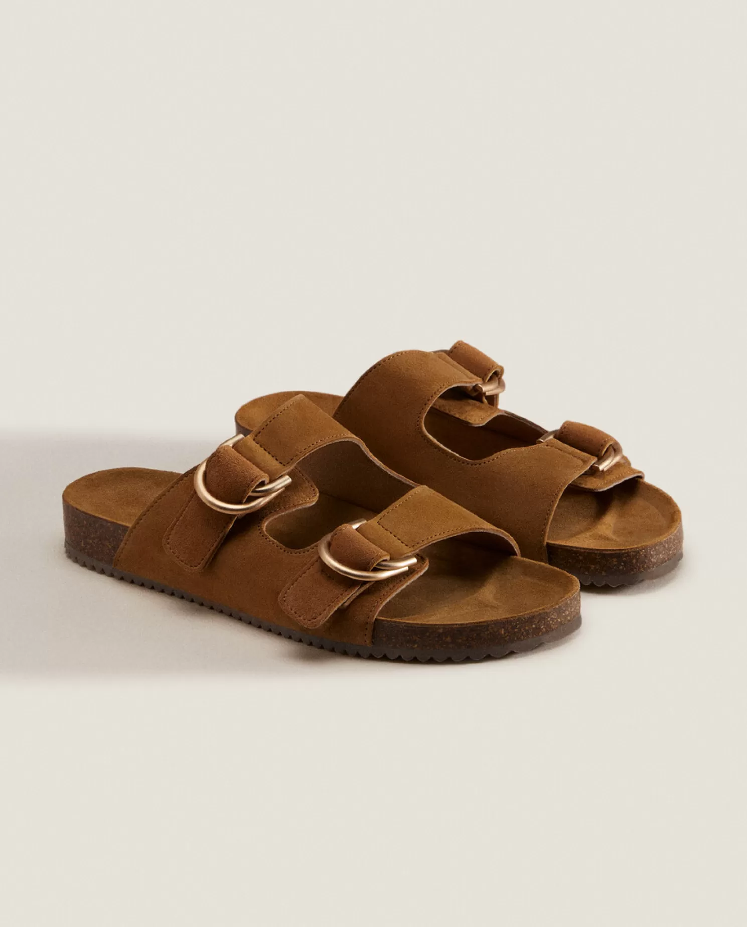 ZARA Home Moda Praia<Sandalias Com Fivela Dupla