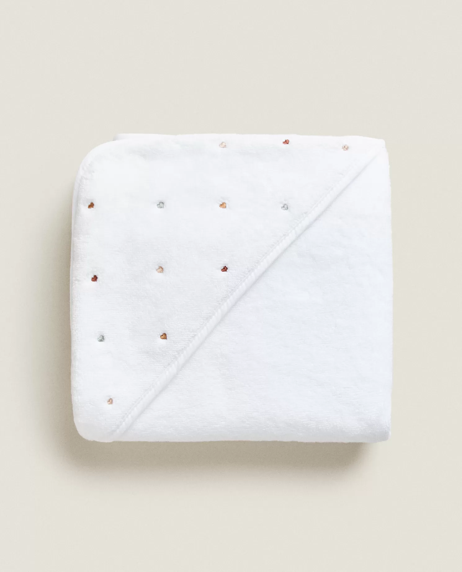 ZARA Home Banheiro<Toalha De Bebe Com Capuz E Coracoes Bordados