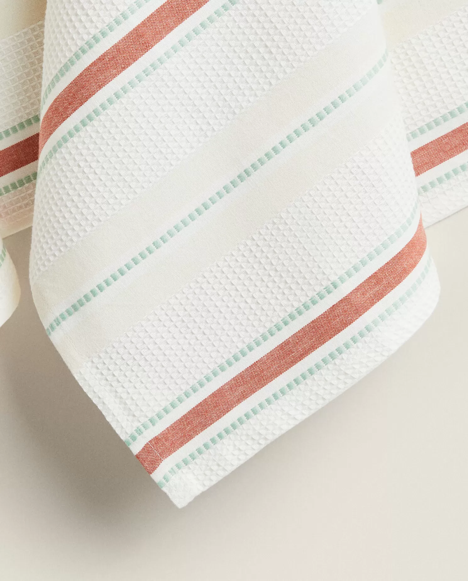 ZARA Home Toalhas De Cozinha, Aventais E Bolsas<Toalha De Cozinha De Algodao Tricotado Com Listras (Pacote Com 2)