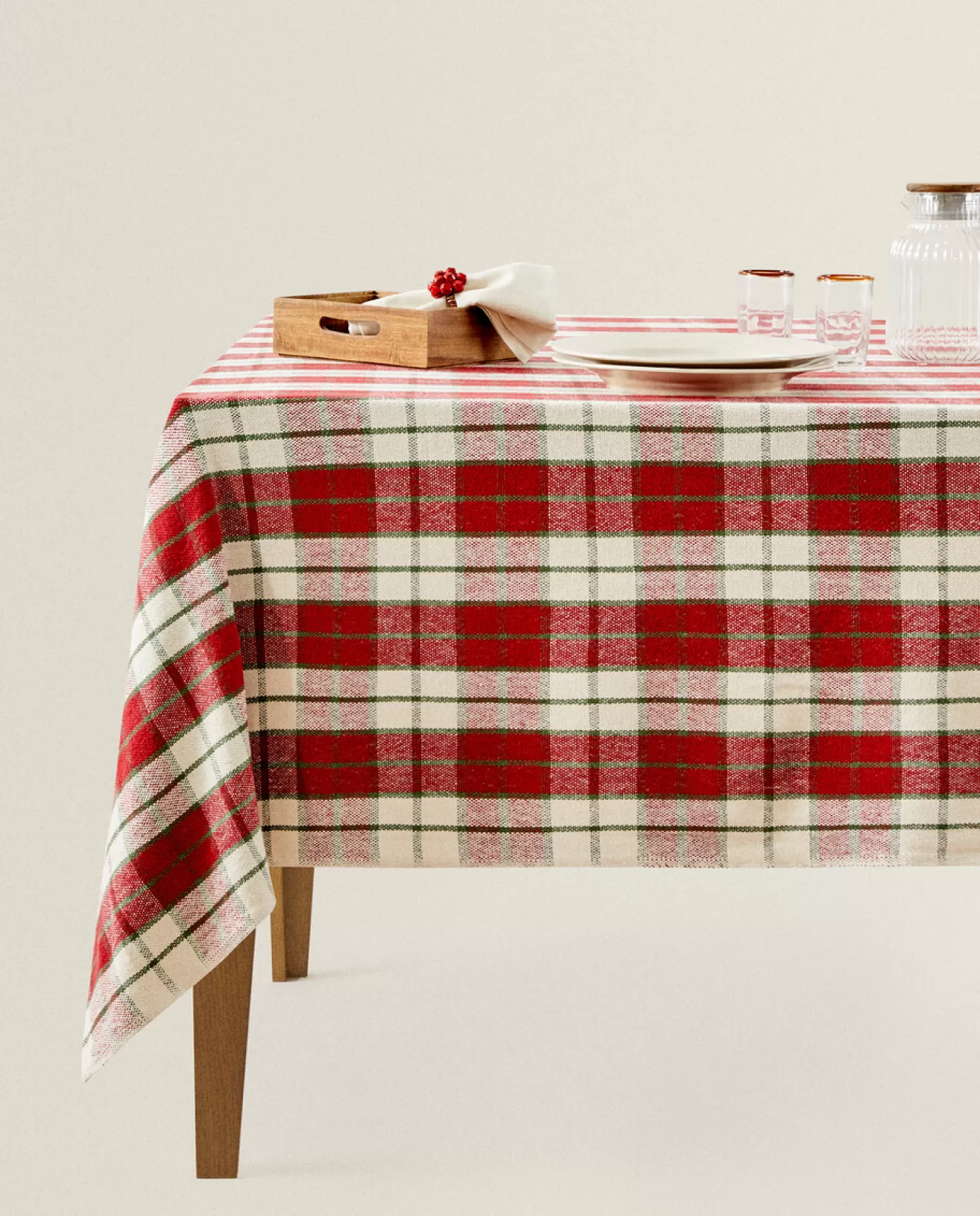 ZARA Home Jantar<Toalha De Mesa De Algodao Tartan De Natal